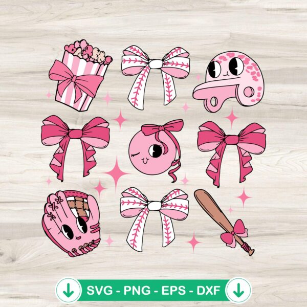 Pink Baseball Mom Era Tie Bow svg file for Cricut cutting file