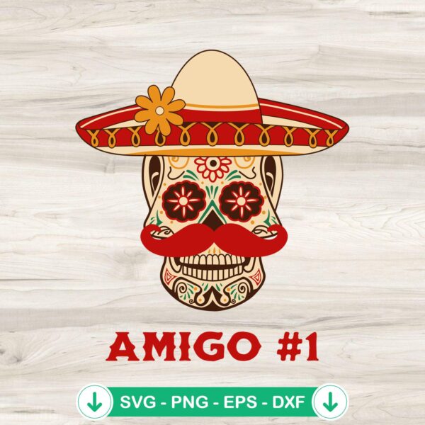 Amigo #1 Sugar Skull SVG file for Cricut and cutting machines