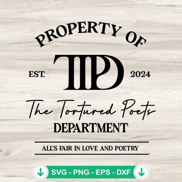 Property Of The Tortured Poets SVG file for Cricut