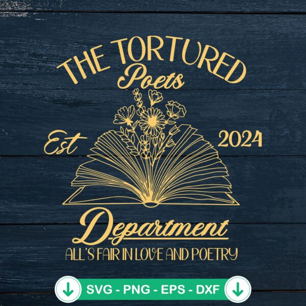 The Tortured Poets Department Est 2024 svg file for Cricut