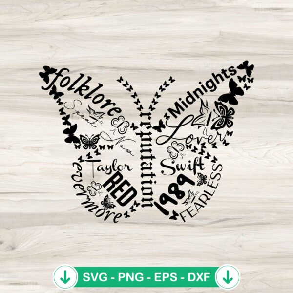 Taylor Swift Album Butterfly SVG file for Cricut cutting machine