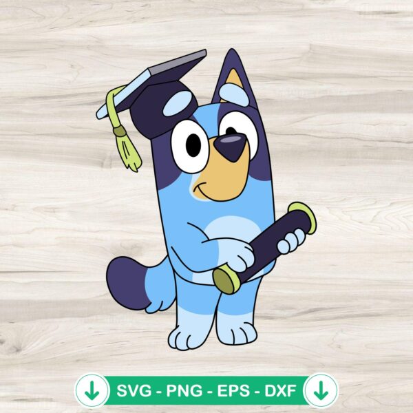 Bluey Graduation Cartoon SVG file for Cricut cutting machine