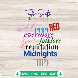 Taylor Swift album titles SVG file for Cricut cutting machine