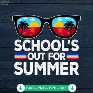 Schools Out For Summer SVG file with sunglasses design - cricut cut file