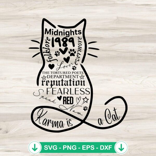 Taylor Swift Cat Shaped Album SVG file for Cricut and Silhouette