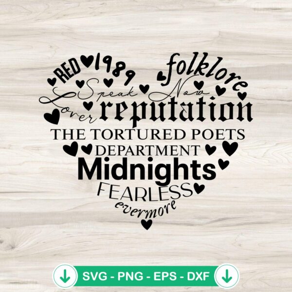 Taylor Swift Heart Shaped Album SVG file for Cricut cutting
