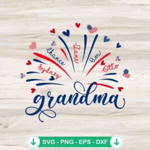 Fireworks America Flag Grandma SVG file for cricut cutting