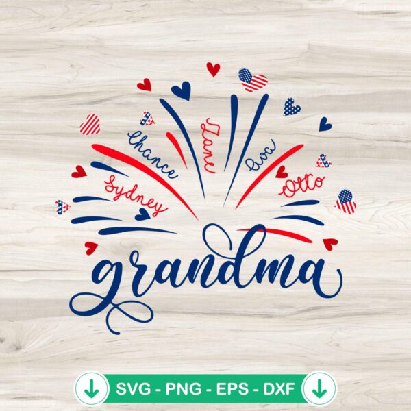 Fireworks America Flag Grandma SVG file for cricut cutting