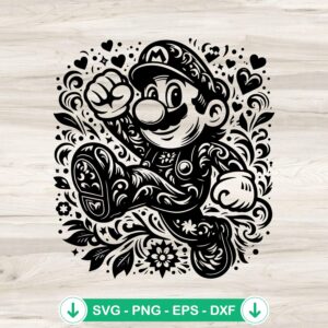 Floral Super Mario SVG file for cutting machines