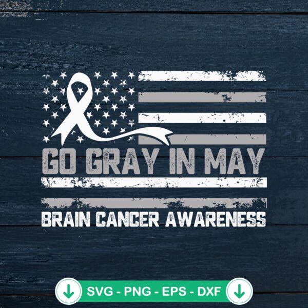 Go Gray In May SVG file for brain cancer awareness, cricut svg cutting file