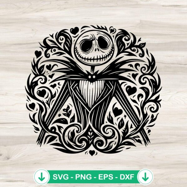 Floral Jack Skellington SVG file for cutting machines