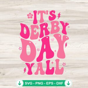 Derby Day Yall Groovy Retro SVG file for cutting machine