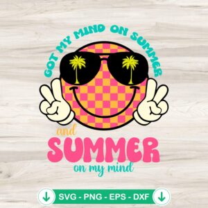 Groovy Happy Face Summer Vibes SVG file for Cricut