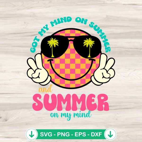 Groovy Happy Face Summer Vibes SVG file for Cricut