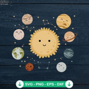 Planets Outer Space SVG file for astronomy and astronaut themes
