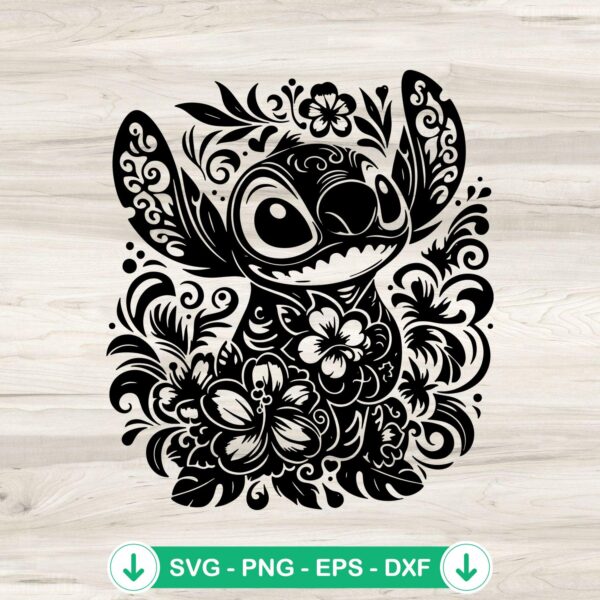 Floral Stitch cartoon SVG file for Cricut and cutting machine