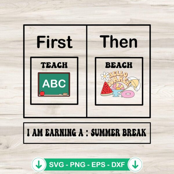 First Teach Then Beach Retro SVG file for Cricut cutting machine