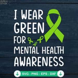 Green ribbon SVG file for Mental Health Awareness cutting file