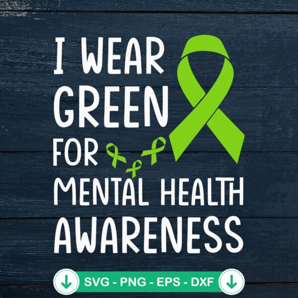 Green ribbon SVG file for Mental Health Awareness cutting file