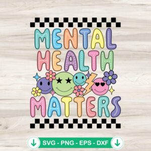 Mental Health Matters Groovy svg file for cricut cutting machines