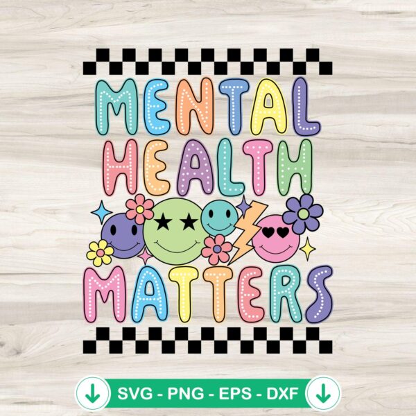 Mental Health Matters Groovy svg file for cricut cutting machines