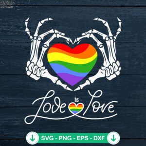 Rainbow Skeleton Heart SVG file for Cricut cutting machine