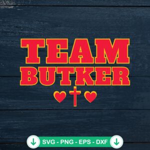 Team Butker Cross Hearts Christian SVG file for Cricut and DIY