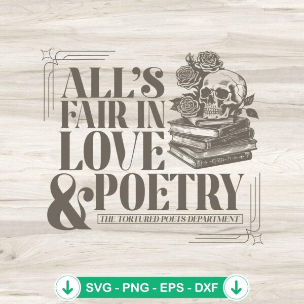 Retro All's Fair In Love And Poetry SVG file for Cricut
