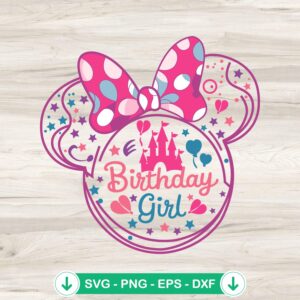 Birthday Girl Minnie Mouse SVG file for cricut cutting