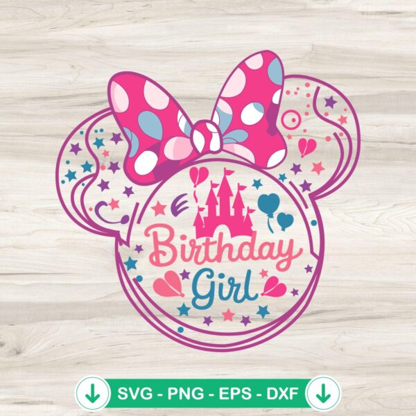 Birthday Girl Minnie Mouse SVG file for cricut cutting