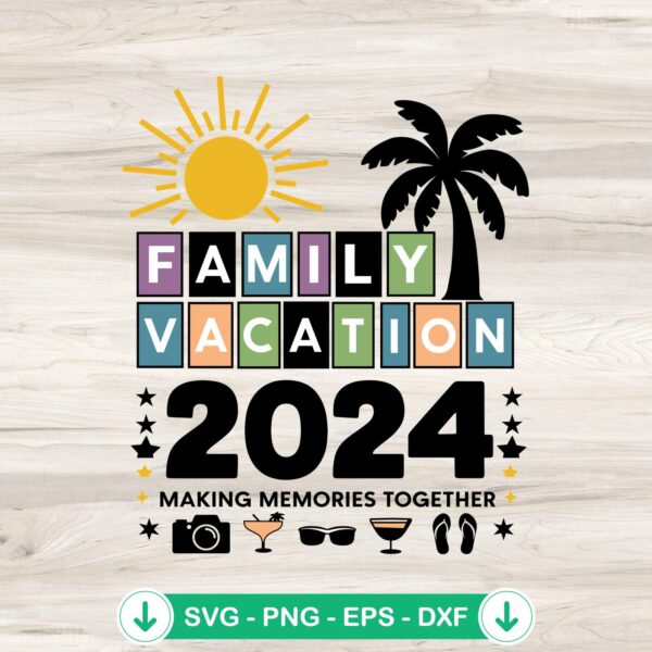 Family Vacation 2024 Summer Retro SVG file for cricut