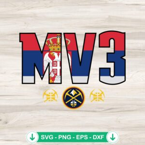 Nikola Jokic MV3 Serbia Flag SVG file for Denver Nuggets basketball