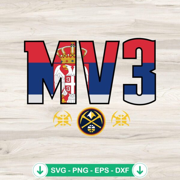 Nikola Jokic MV3 Serbia Flag SVG file for Denver Nuggets basketball