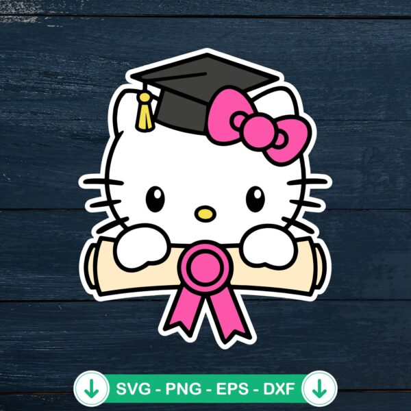 Graduation Kawaii Hello Kitty SVG file for Cricut and cutting machine