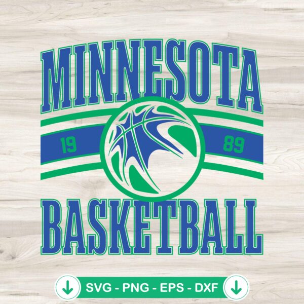 Minnesota Basketball 1989 SVG file - Timberwolves logo cutting file