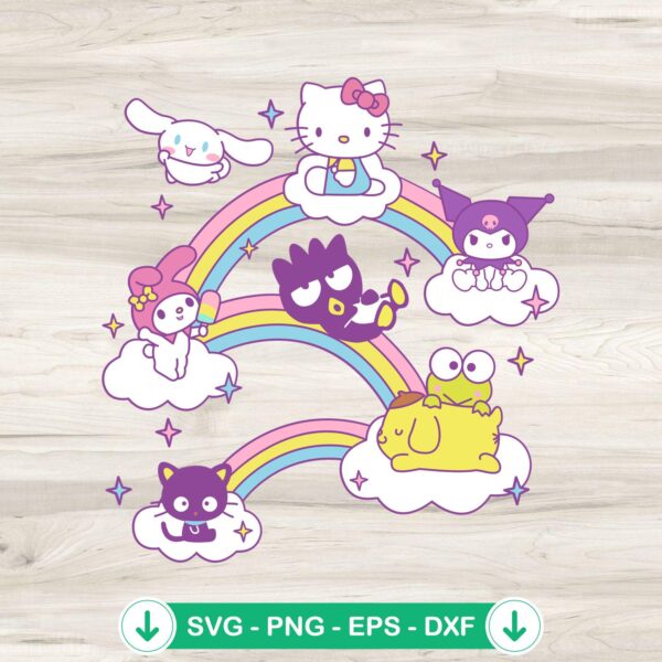 Hello Kitty Rainbow SVG file for Cricut cutting machine