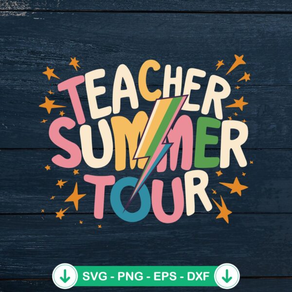 Teacher Summer Tour Lighting Retro svg file for cricut