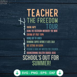 Teacher Summer Tour Retro SVG file for Cricut cutting
