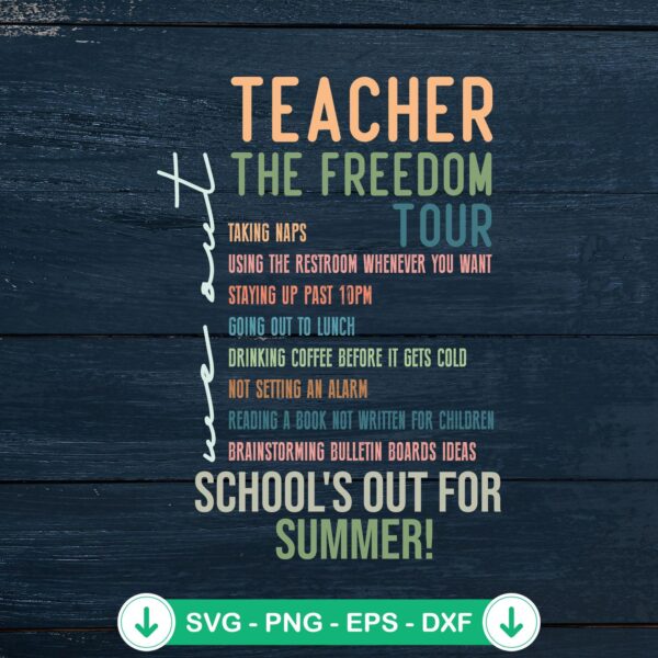 Teacher Summer Tour Retro SVG file for Cricut cutting