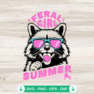 Feral Girl Summer Raccoon SVG file for Cricut and cutting machines