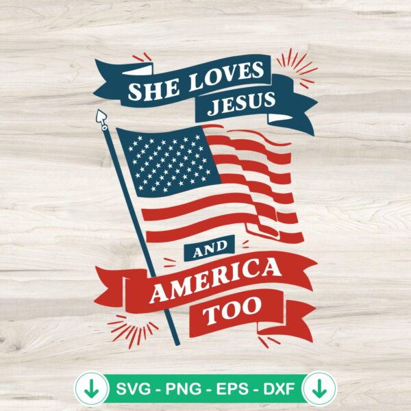 She Loves Jesus And America Too Retro SVG file for Cricut