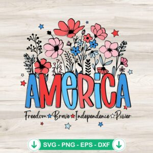 America Wildflowers Retro svg file for Cricut cutting machine