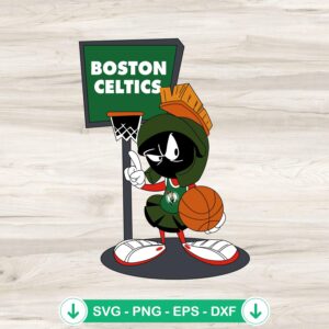 Boston Celtics Looney Tunes SVG file featuring Marvin The Martian cut file