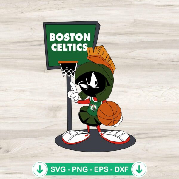 Boston Celtics Looney Tunes SVG file featuring Marvin The Martian cut file