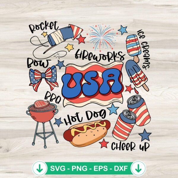 Coquette USA Doodles Fireworks SVG file for cutting machine