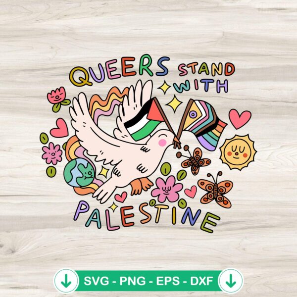 Queers Stand With Palestine SVG file for DIY projects and cutting machines