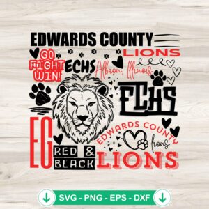 Edwards County Lions SVG file for Cricut cutting machine