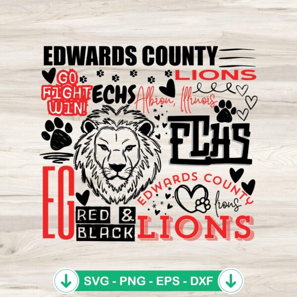 Edwards County Lions SVG file for Cricut cutting machine