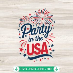 Party In The USA Fireworks Retro SVG file for Fourth of July