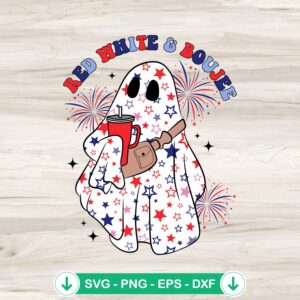 Red White And Boujee American Ghost SVG file for Cricut